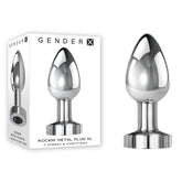 Gender X ROCKIN USB Rechargeable Vibrating Butt Plug XL Chrome Butt Plugs